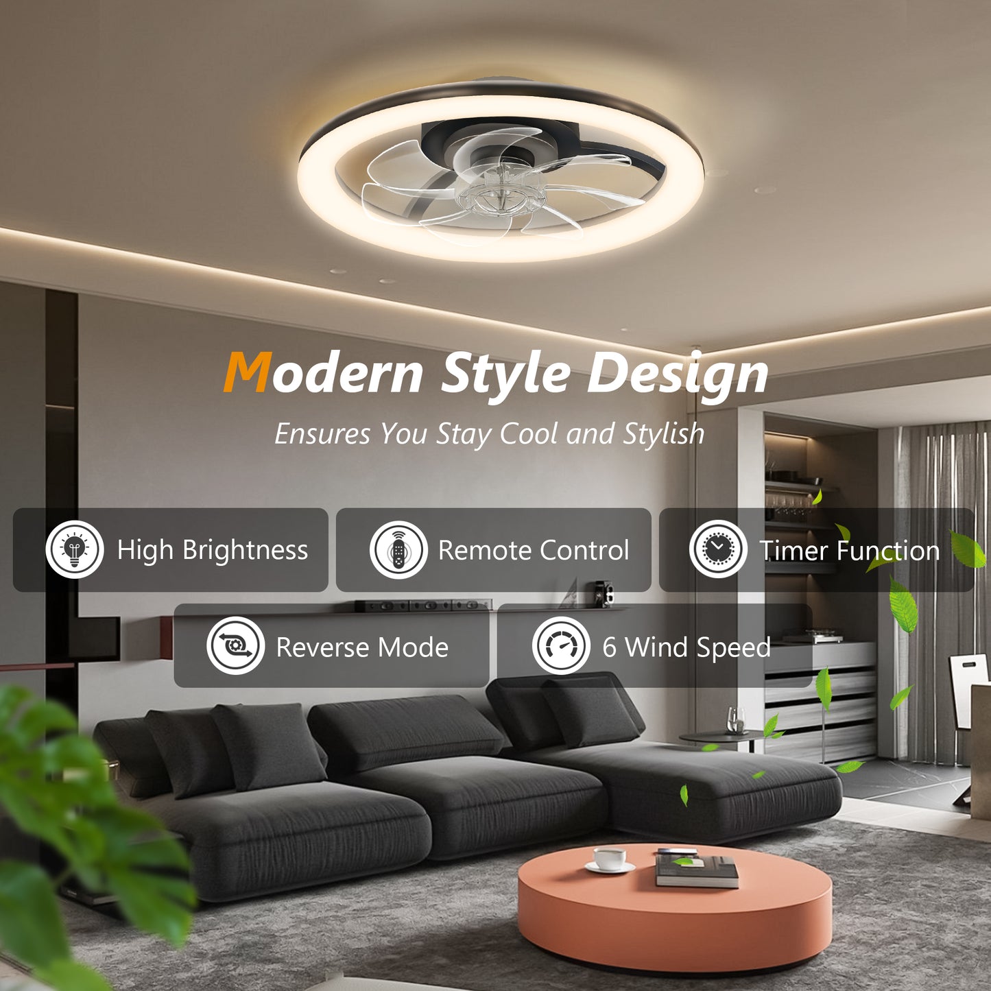 Small Ceiling Fans with Lights 15"