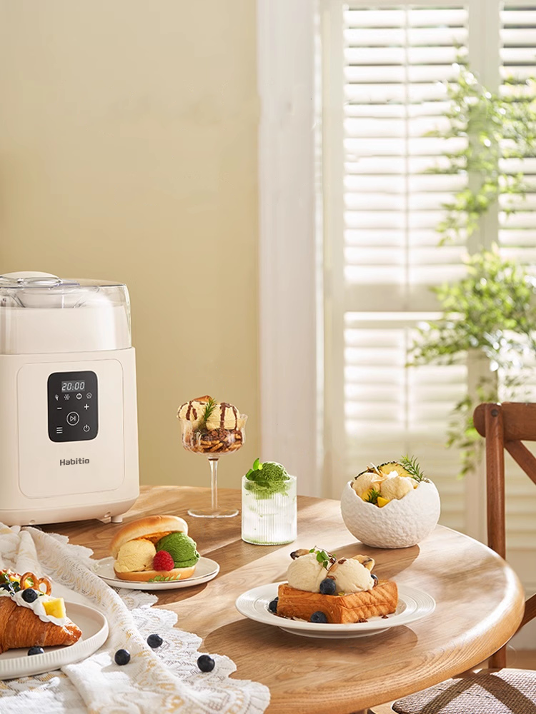 Compact Dual-Container Ice Cream Maker |Apparatus for making ices and ice cream |7 One-Touch Programs for Gelato, Sorbet, Milksh-fakes, Smoothie Bowls & More | Kid-Friendly, Space-Saving Design-f