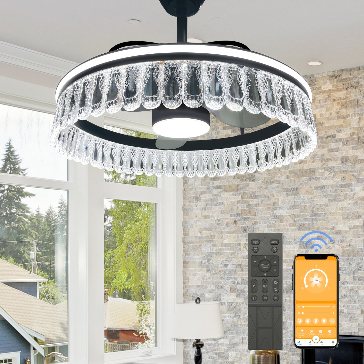 Habitio Crystal Ceiling Fans with Lights