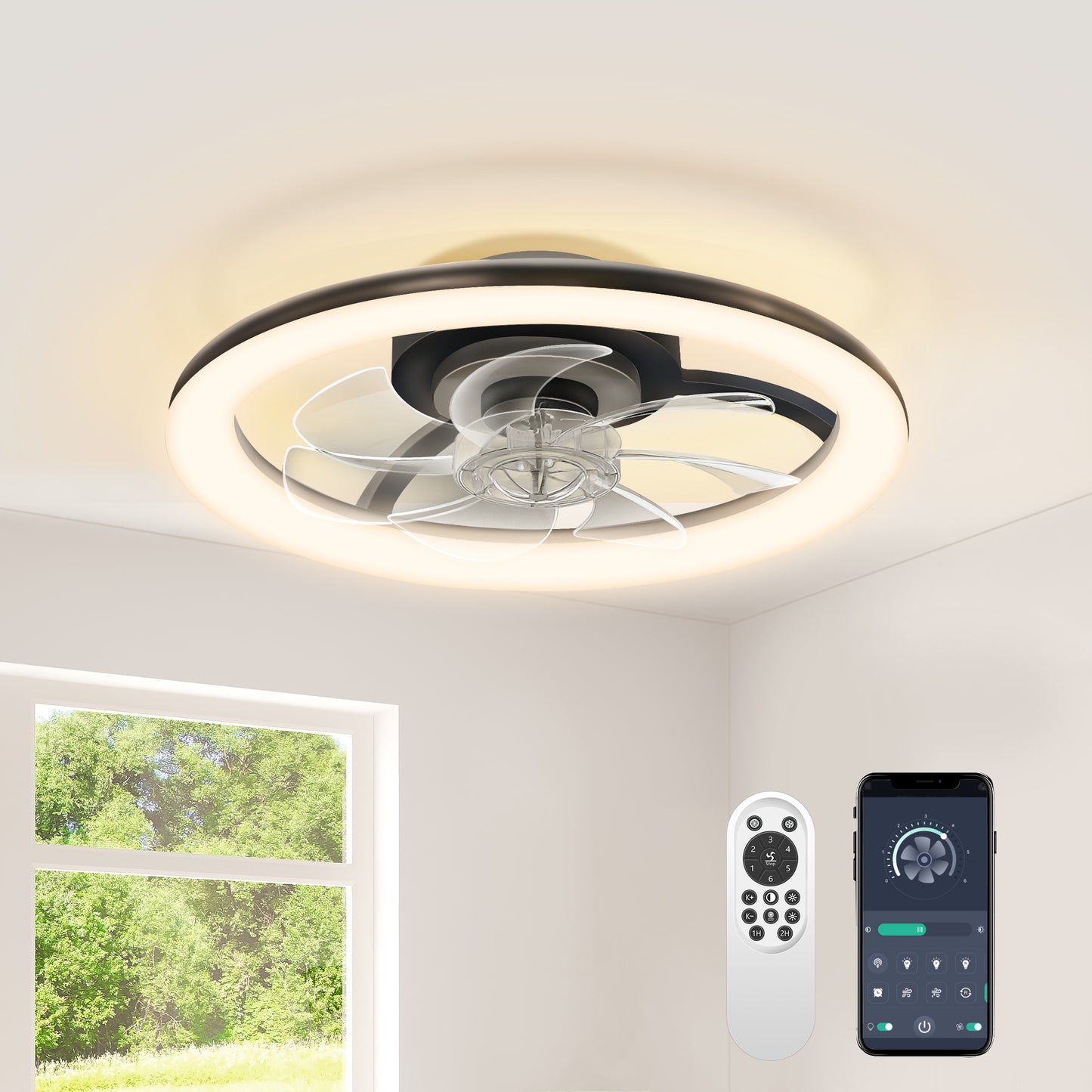 Small Ceiling Fans with Lights 15"