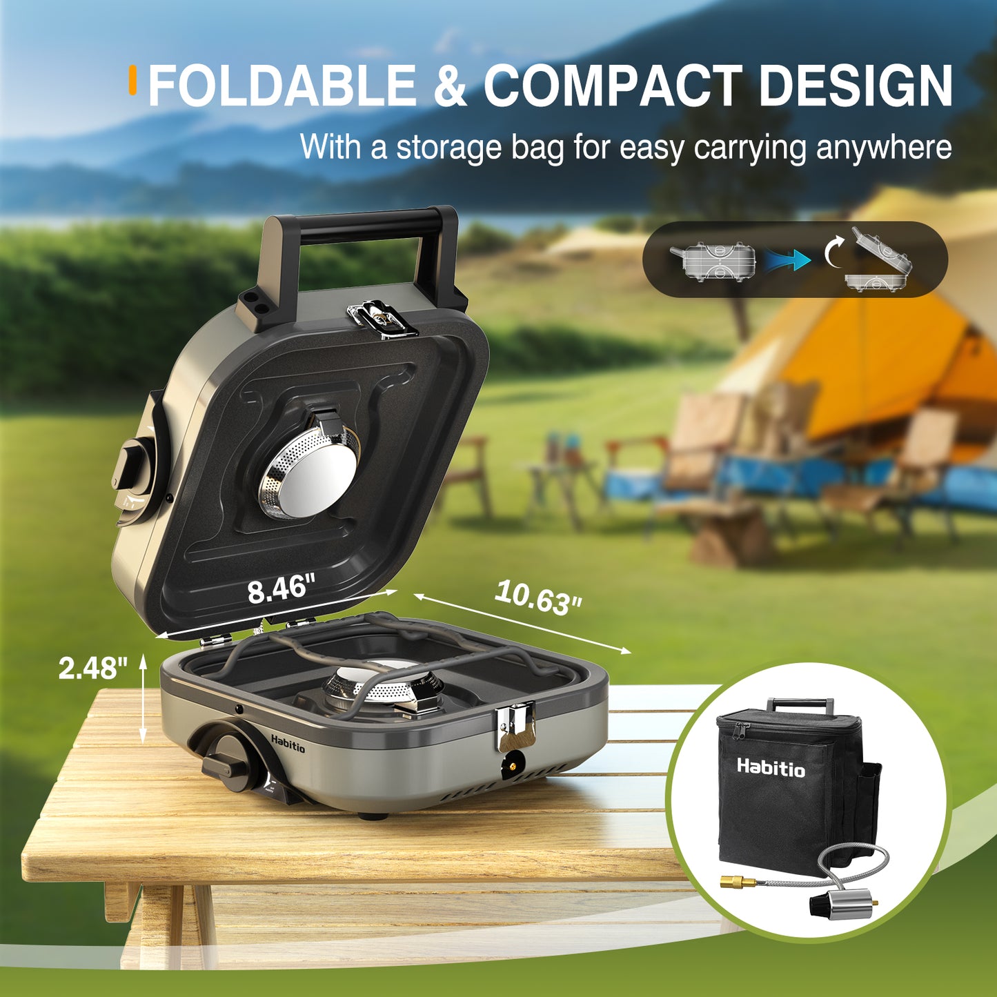 2-Burner Camping Stove Foldable