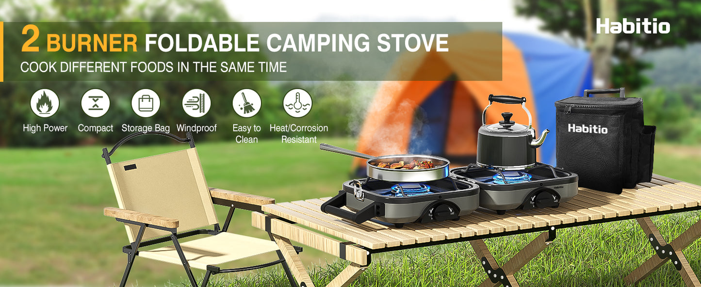 2-Burner Camping Stove Foldable