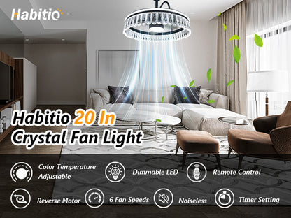 Habitio Crystal Ceiling Fans with Lights