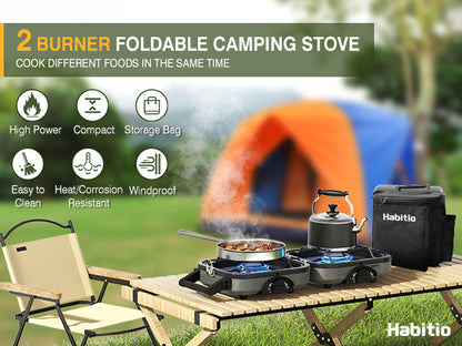 2-Burner Camping Stove Foldable