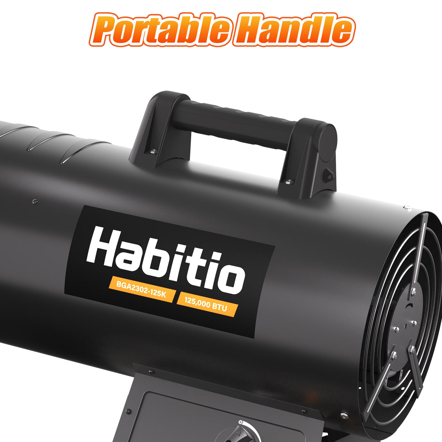 125,000 BTU Forced Air Propane Heater, Portable Torpedo Heater for Jobsite, Garage, and Construction Sites, 10 ft Hose with Regulator Included